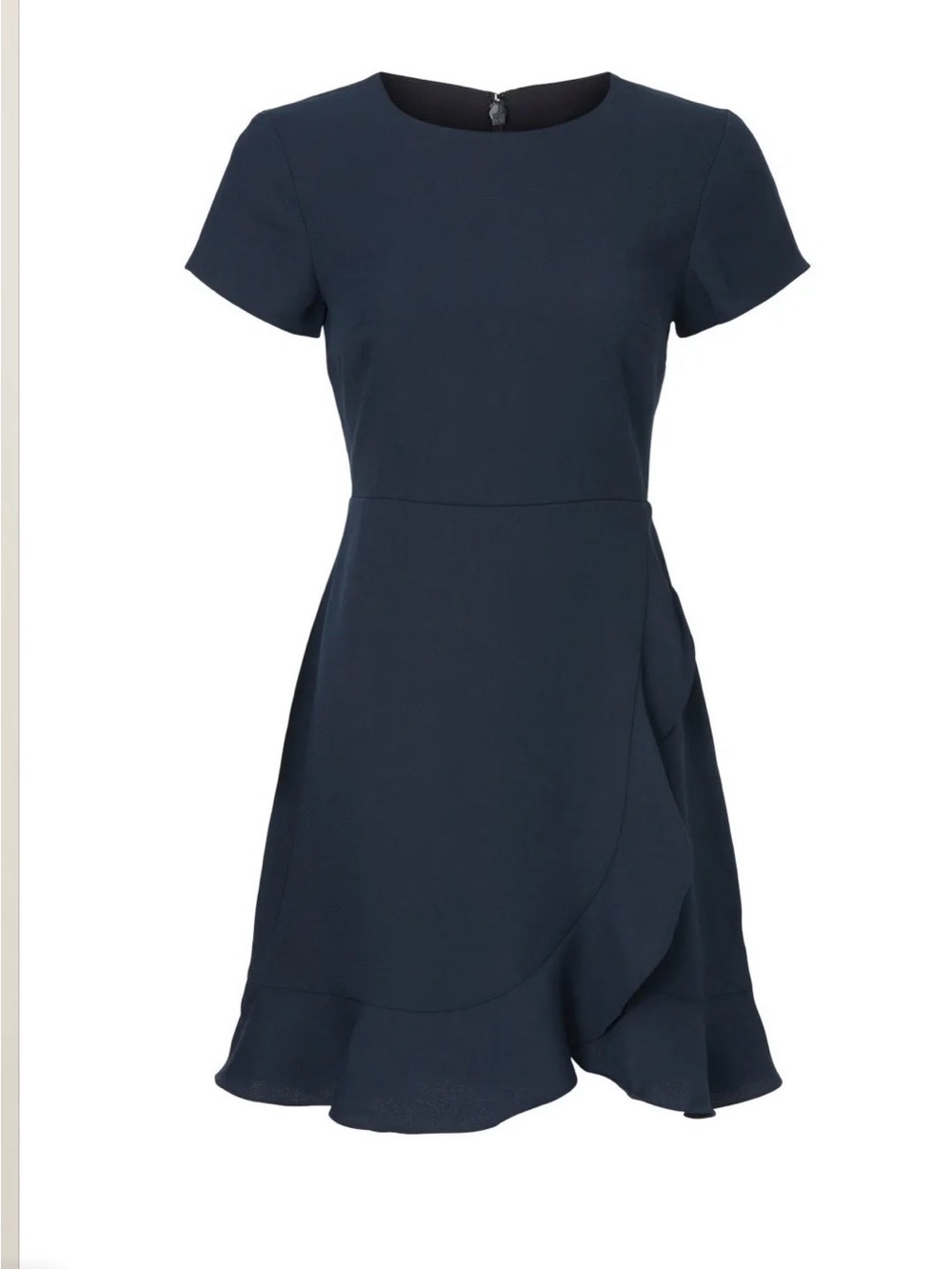 Club Monaco Larna Navy Short-Sleeve Ruffle Wrap Mini Dress